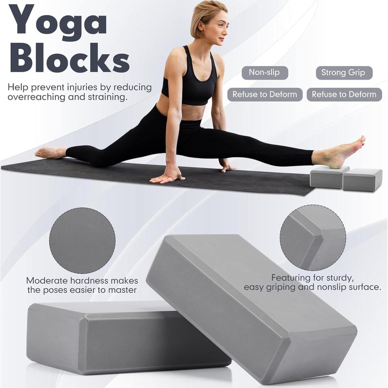 Simgoing 14 Pcs Yoga Kits for Home Workouts Pilates Equipment Set for Women Beginners Include Hot Yoga Towel Blocks Strap, Knee Pad, Resistance Loop Exercise Band, Massage Lacrosse Ball, Pilates Ball - Image 4